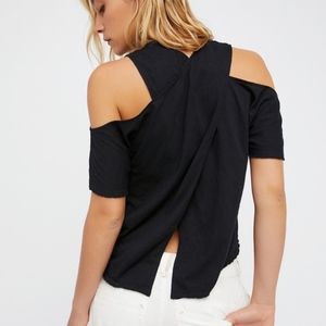 Free People Black Short Sleeve Tee